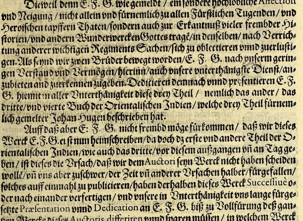 An illustration from Vierder Theil der Orientalischen Indien, in welchem erstlich gehandelt wirdt, von allerley Thieren, Früchten, Obs, vn[d] Bäumen, item von allerhand Würtz, Specereyen vnd Materialen, auch von Perlen vnd allerley Edelgesteinen, so in gemeldten Indien gefunden werden, wo vnd wie sie wachsen, auch wie sie daselbt geschätzet, gekaufft, vnd genannt werden, beschrieben durch Johann Hugen von Lintschotten, vnd andere. : Auch mit schönen Annotationibus gezieret vnd erkläret durch Bernardum Paludanum Medicinae D. in Enckheusen. Zum andern, die letzte Reise der Holländer in die Ost-Indien, welche aussgefahren im Frühling dess 1598. Jahrs. vnd mit 4. Schiffen wiederumb glücklich anheim gelanget, im Monat Julio dess 1599. Jahrs,, 1600, leaf 11