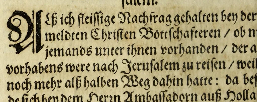 An illustration from Vier loblicher Statt Zürich verbürgerter, Reissbeschreibüngen: : geschehen in 1. Das Gelobte-Land. 2. Die Insul Jamaica. 3. Die Caribes Inslen, und Neüw Engel Land, in America. 4. Die Landtschaft Fetü in Africa, 1677, leaf 78