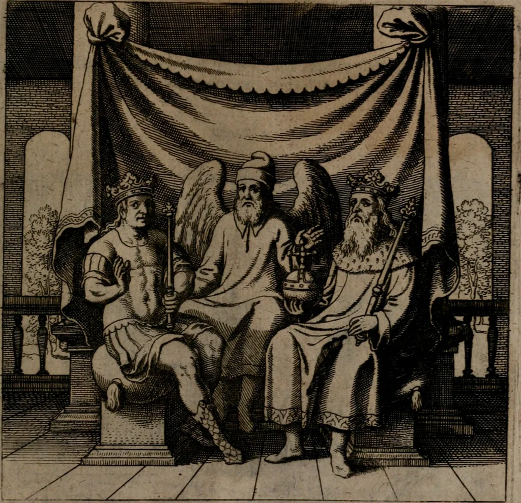 An illustration from Vier tractätlein Fr. Basilii Valentini benedicter ordens von dem grossen stäin der vralten weysen maister, vnd artzneyen menschlicher gesundheyt : deren er in seinen andern schrifften gedencket, aber vor diesem niemahlen an tag kommen seind, alss nemblich seine : 1. Handgriffe vber die bereitung des grossen steins : 2. Handgriffe wie er seine artzneyen gemacht hat : 3. Schlussreden vom sulphure, victriolo, vnnd magnete : 4. Supplementum oder zugabe, 1625, leaf 122