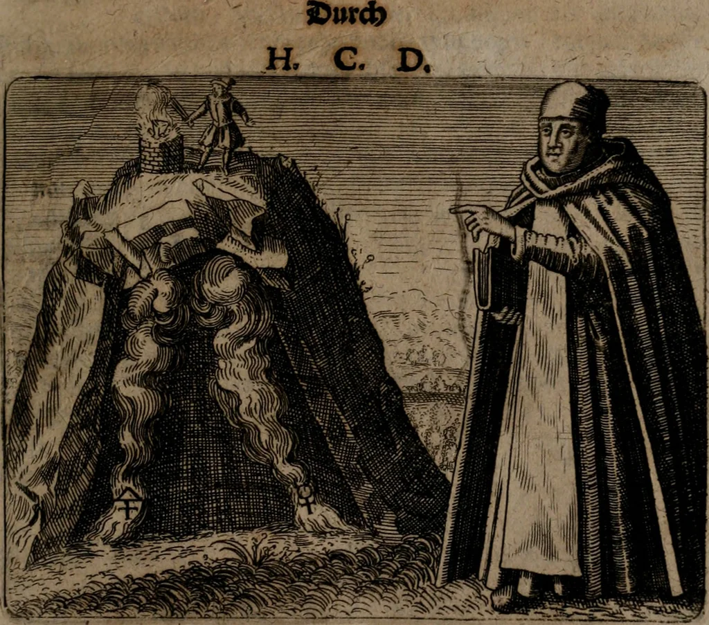An illustration from Vier tractätlein Fr. Basilii Valentini benedicter ordens von dem grossen stäin der vralten weysen maister, vnd artzneyen menschlicher gesundheyt : deren er in seinen andern schrifften gedencket, aber vor diesem niemahlen an tag kommen seind, alss nemblich seine : 1. Handgriffe vber die bereitung des grossen steins : 2. Handgriffe wie er seine artzneyen gemacht hat : 3. Schlussreden vom sulphure, victriolo, vnnd magnete : 4. Supplementum oder zugabe, 1625, leaf 124