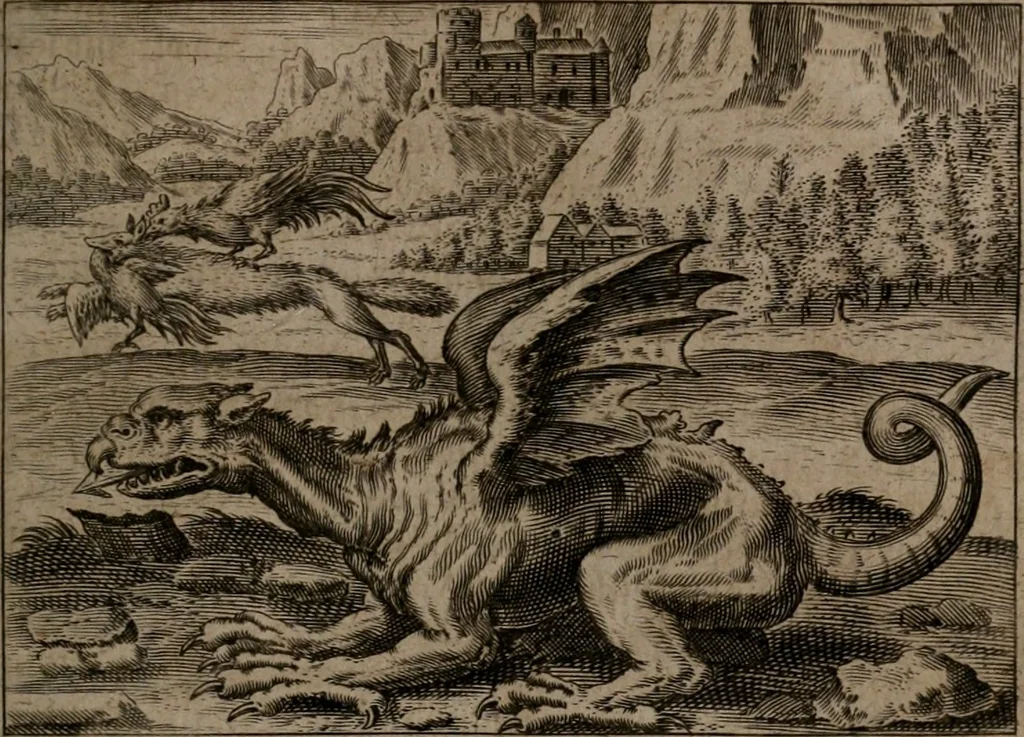 An illustration from Vier tractätlein Fr. Basilii Valentini benedicter ordens von dem grossen stäin der vralten weysen maister, vnd artzneyen menschlicher gesundheyt : deren er in seinen andern schrifften gedencket, aber vor diesem niemahlen an tag kommen seind, alss nemblich seine : 1. Handgriffe vber die bereitung des grossen steins : 2. Handgriffe wie er seine artzneyen gemacht hat : 3. Schlussreden vom sulphure, victriolo, vnnd magnete : 4. Supplementum oder zugabe, 1625, leaf 14