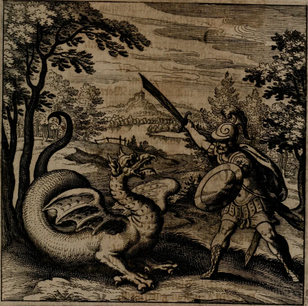 An illustration from Vier tractätlein Fr. Basilii Valentini benedicter ordens von dem grossen stäin der vralten weysen maister, vnd artzneyen menschlicher gesundheyt : deren er in seinen andern schrifften gedencket, aber vor diesem niemahlen an tag kommen seind, alss nemblich seine : 1. Handgriffe vber die bereitung des grossen steins : 2. Handgriffe wie er seine artzneyen gemacht hat : 3. Schlussreden vom sulphure, victriolo, vnnd magnete : 4. Supplementum oder zugabe, 1625, leaf 96