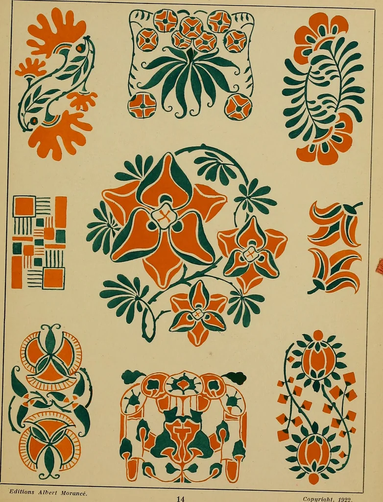 An illustration from Viñetas decorativas según el gusto del día. 30 láminas iluminadas a mano por Enrique Gillet. Prefacio de G. Umbdenstock, 1922, leaf 38
