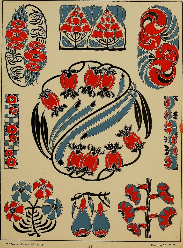 An illustration from Viñetas decorativas según el gusto del día. 30 láminas iluminadas a mano por Enrique Gillet. Prefacio de G. Umbdenstock, 1922, leaf 58