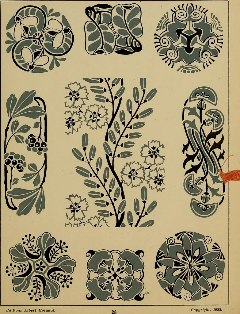 An illustration from Viñetas decorativas según el gusto del día. 30 láminas iluminadas a mano por Enrique Gillet. Prefacio de G. Umbdenstock, 1922, leaf 66
