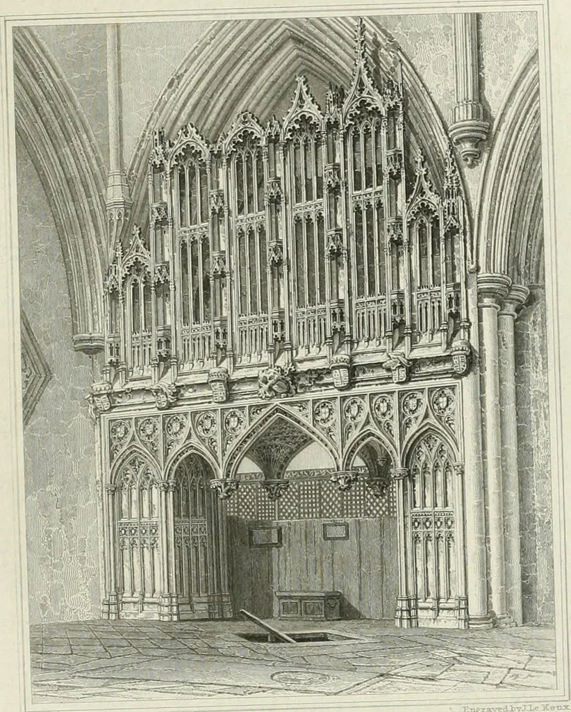 An illustration from Views of the most interesting collegiate and parochial churches in Great Britain; including screens, fonts, monuments .., 1824, leaf 158