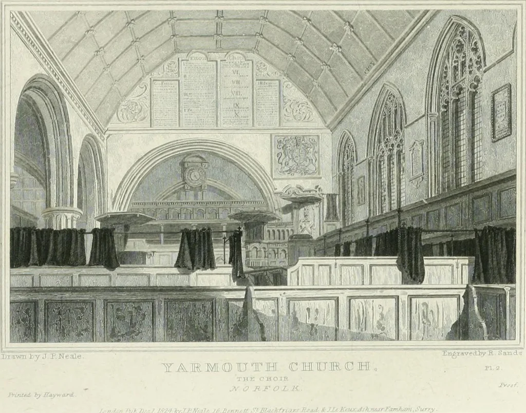 An illustration from Views of the most interesting collegiate and parochial churches in Great Britain; including screens, fonts, monuments .., 1824, leaf 212