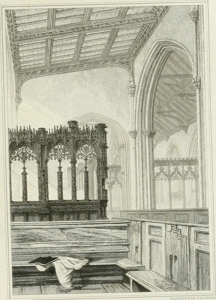 An illustration from Views of the most interesting collegiate and parochial churches in Great Britain; including screens, fonts, monuments .., 1824, leaf 296
