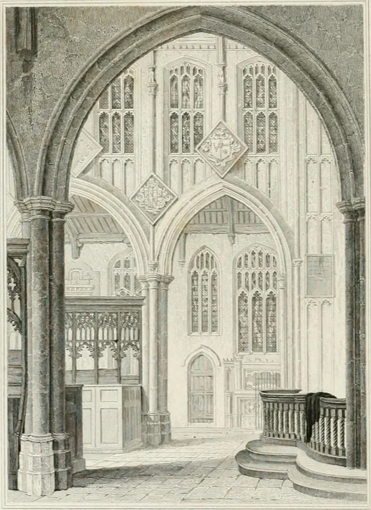 An illustration from Views of the most interesting collegiate and parochial churches in Great Britain; including screens, fonts, monuments .., 1824, leaf 325