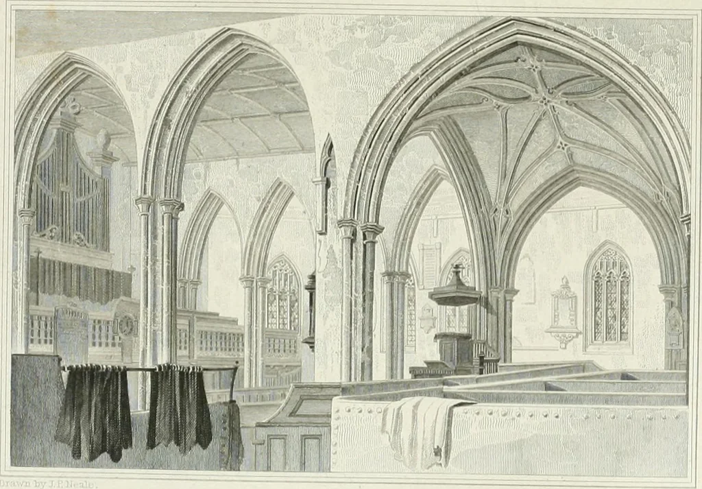 An illustration from Views of the most interesting collegiate and parochial churches in Great Britain; including screens, fonts, monuments .., 1824, leaf 382