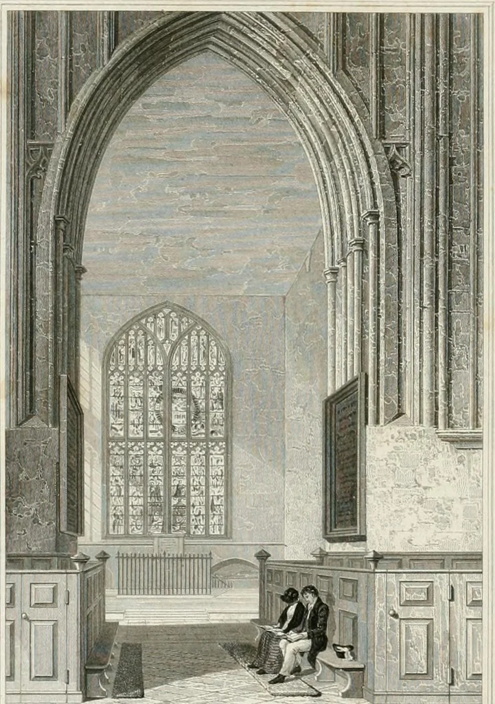 An illustration from Views of the most interesting collegiate and parochial churches in Great Britain; including screens, fonts, monuments .., 1824, leaf 399