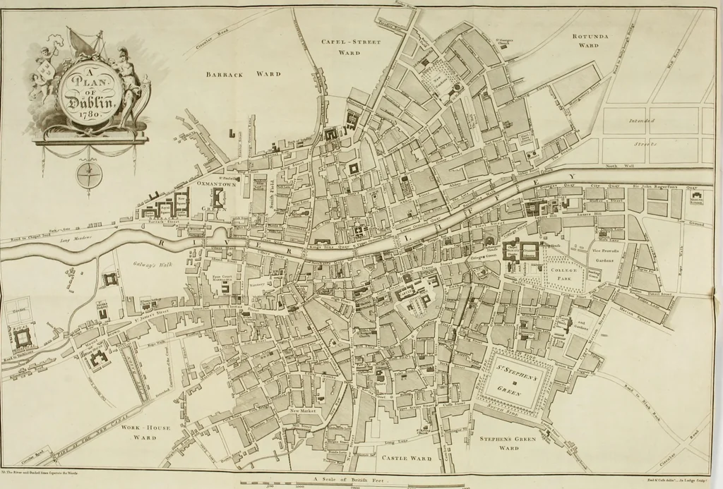 An illustration from Views of the most remarkable public buildings, monuments and other edifices in the city of Dublin, 1780, leaf 6