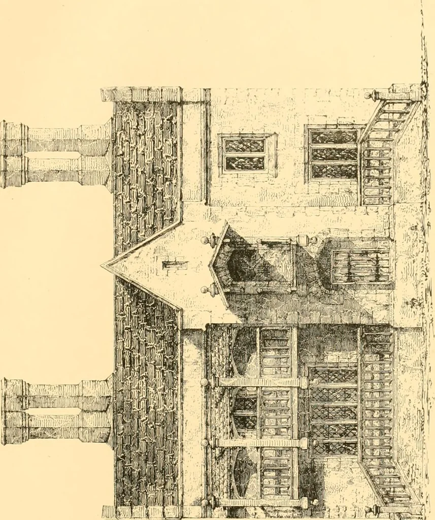 An illustration from Village architecture, being a series of picturesque designs for the inn, the schoolhouse, almshouses, markethouse, shambles, workhouse, parsonage, townhall, and church: forming a sequel to a work on rural architectue, 1837, leaf 18