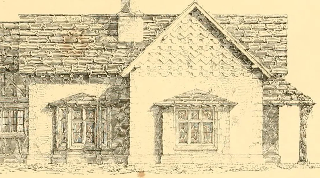 An illustration from Village architecture, being a series of picturesque designs for the inn, the schoolhouse, almshouses, markethouse, shambles, workhouse, parsonage, townhall, and church: forming a sequel to a work on rural architectue, 1837, leaf 30
