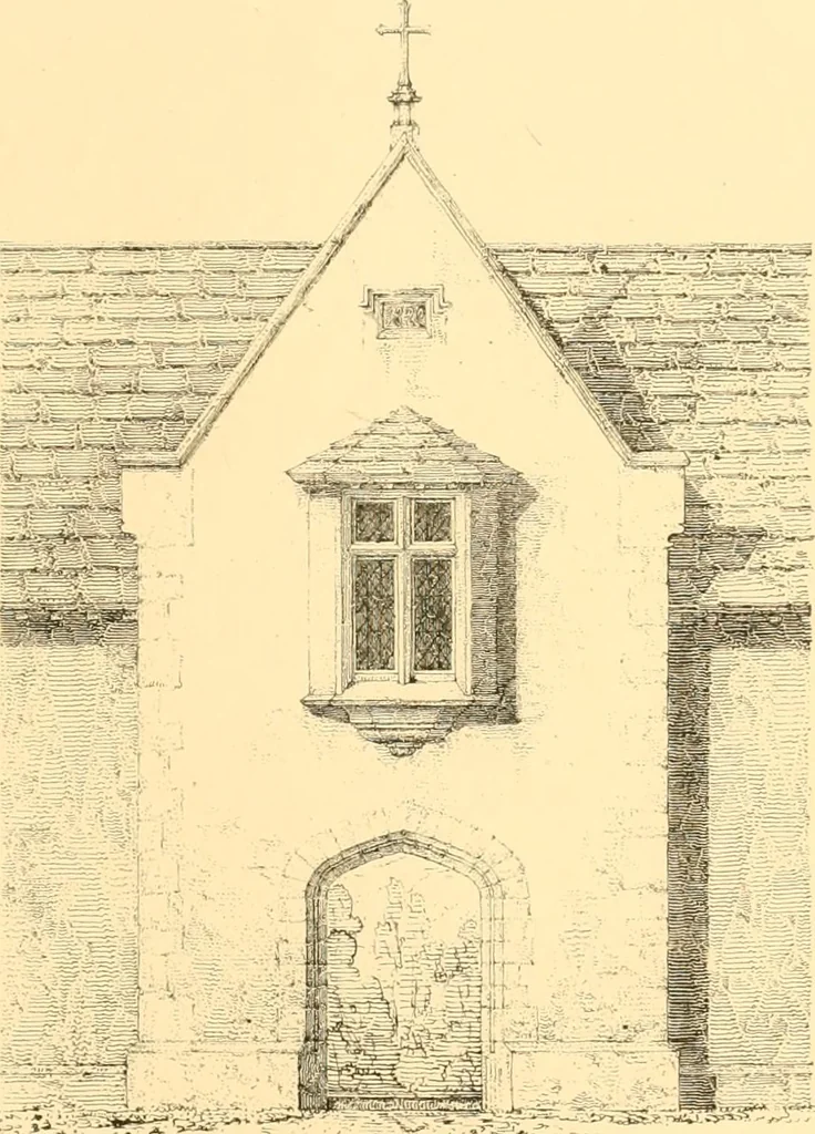 An illustration from Village architecture, being a series of picturesque designs for the inn, the schoolhouse, almshouses, markethouse, shambles, workhouse, parsonage, townhall, and church: forming a sequel to a work on rural architectue, 1837, leaf 40