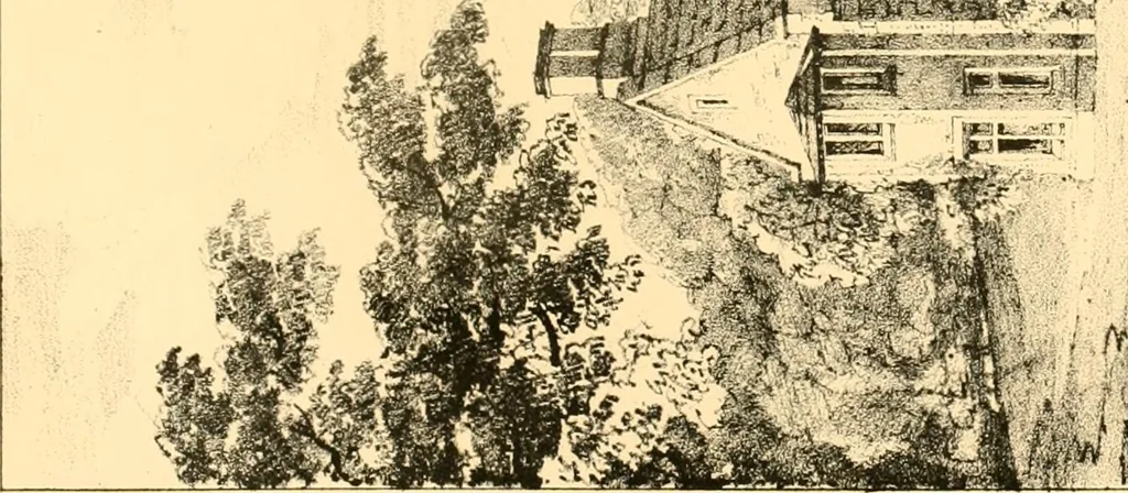 An illustration from Village architecture, being a series of picturesque designs for the inn, the schoolhouse, almshouses, markethouse, shambles, workhouse, parsonage, townhall, and church: forming a sequel to a work on rural architectue, 1837, leaf 42