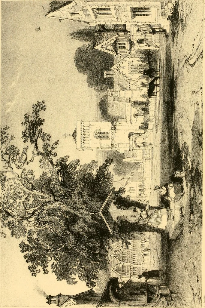 An illustration from Village architecture, being a series of picturesque designs for the inn, the schoolhouse, almshouses, markethouse, shambles, workhouse, parsonage, townhall, and church: forming a sequel to a work on rural architectue, 1837, leaf 5