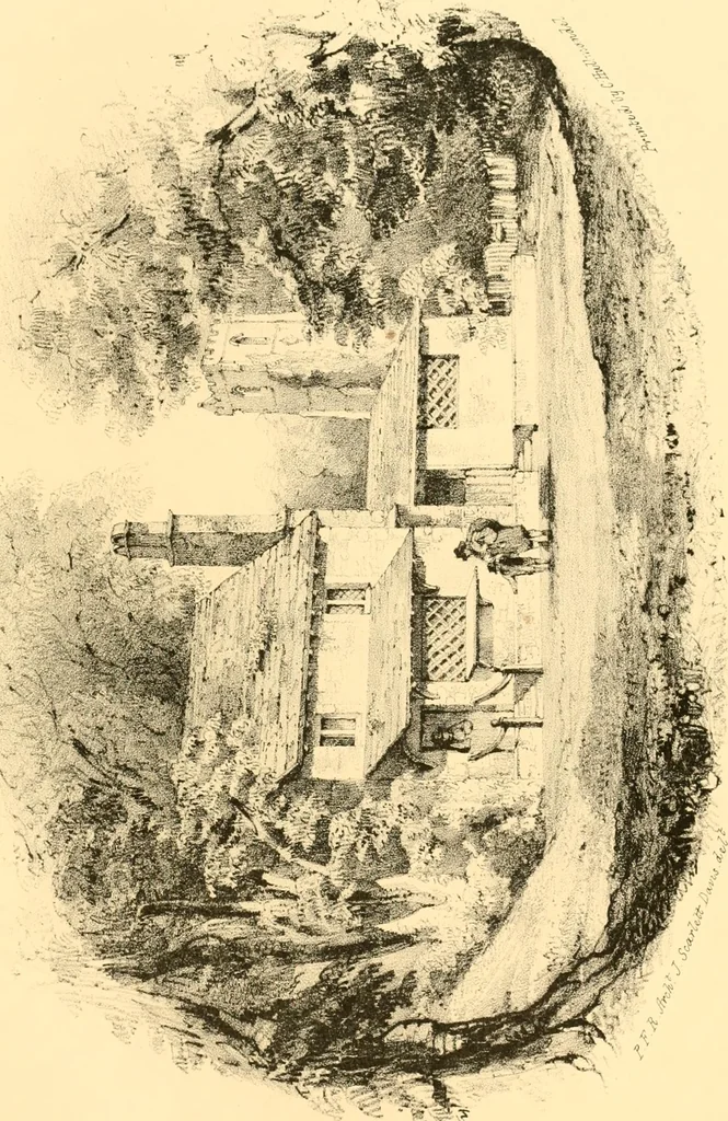 An illustration from Village architecture, being a series of picturesque designs for the inn, the schoolhouse, almshouses, markethouse, shambles, workhouse, parsonage, townhall, and church: forming a sequel to a work on rural architectue, 1837, leaf 56