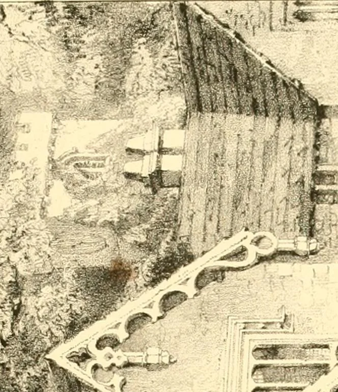 An illustration from Village architecture, being a series of picturesque designs for the inn, the schoolhouse, almshouses, markethouse, shambles, workhouse, parsonage, townhall, and church: forming a sequel to a work on rural architectue, 1837, leaf 74