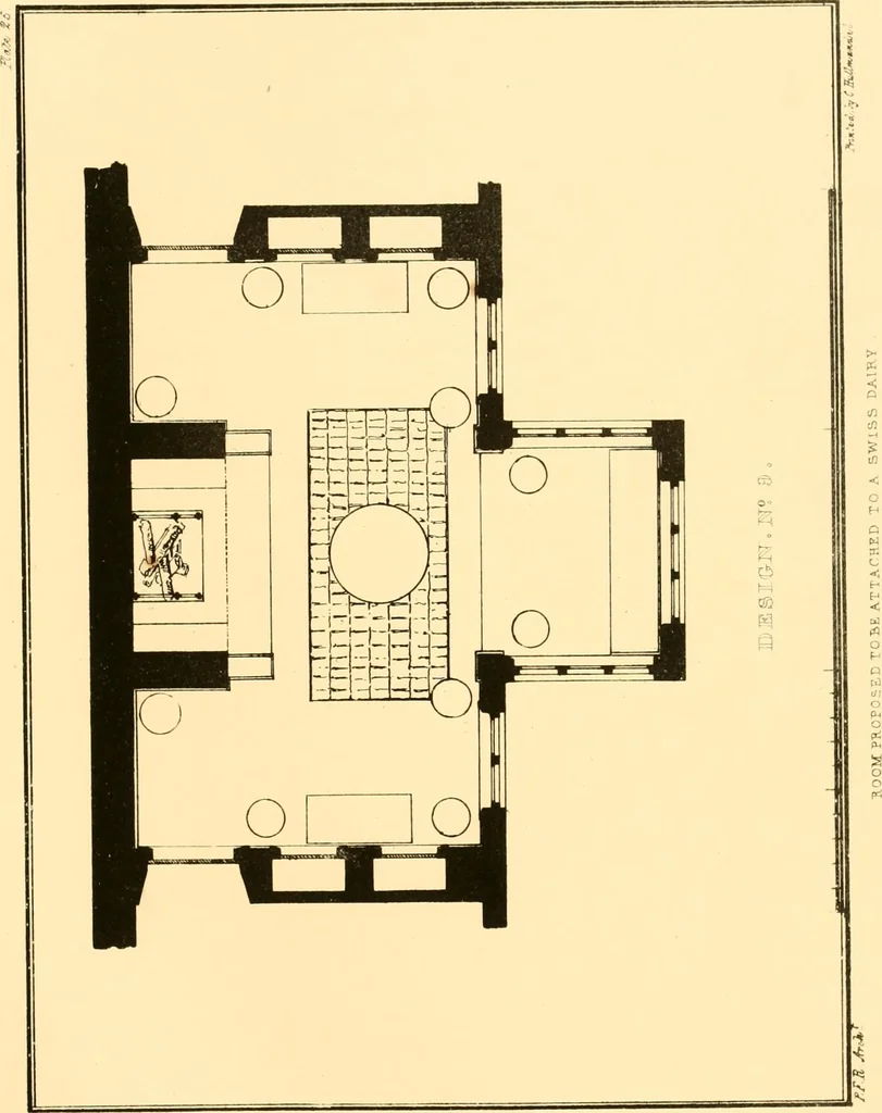 An illustration from Village architecture, being a series of picturesque designs for the inn, the schoolhouse, almshouses, markethouse, shambles, workhouse, parsonage, townhall, and church: forming a sequel to a work on rural architectue, 1837, leaf 78