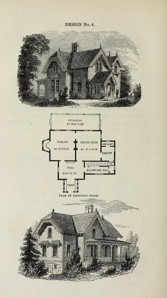 An illustration from Villas and cottages, 1874, leaf 145