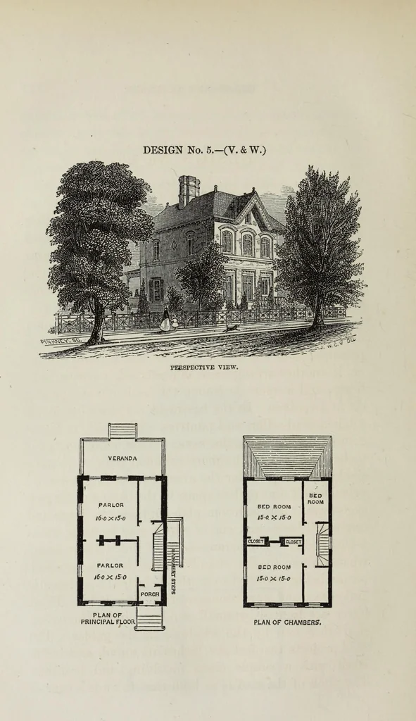 An illustration from Villas and cottages, 1874, leaf 151