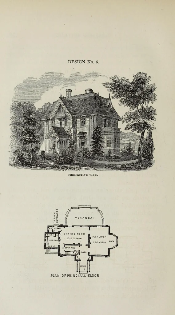 An illustration from Villas and cottages, 1874, leaf 157
