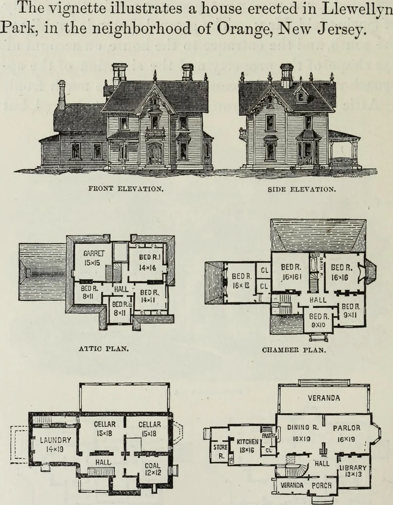 An illustration from Villas and cottages, 1874, leaf 195