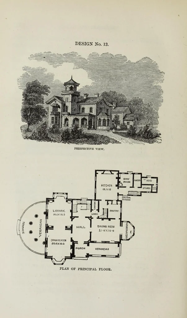 An illustration from Villas and cottages, 1874, leaf 197