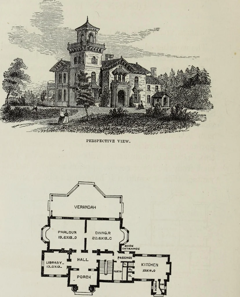 An illustration from Villas and cottages, 1874, leaf 209