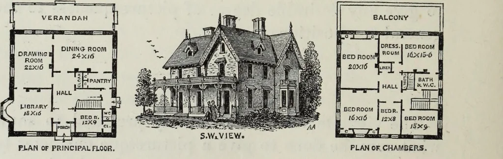 An illustration from Villas and cottages, 1874, leaf 285