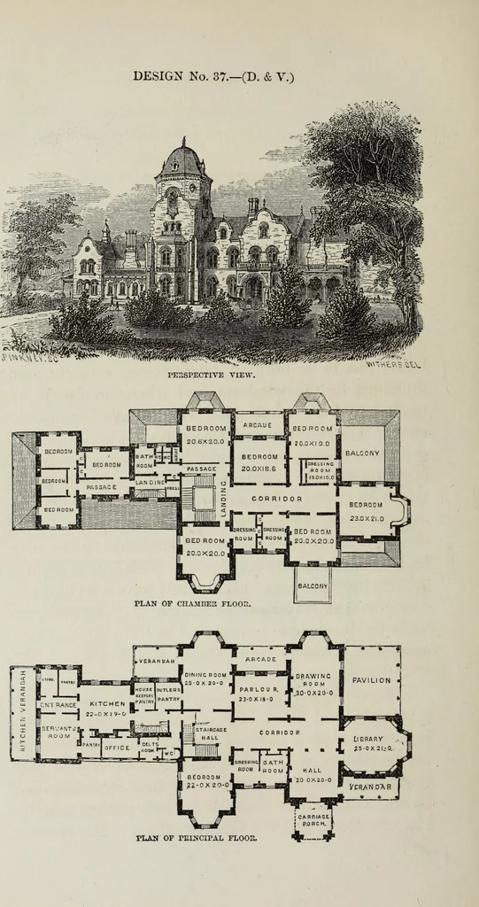 An illustration from Villas and cottages, 1874, leaf 341