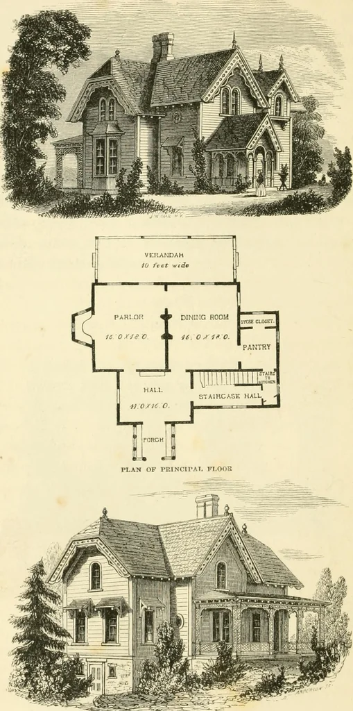 An illustration from Villas and cottages : a series of designs prepared for execution in the United State, 1857, leaf 141