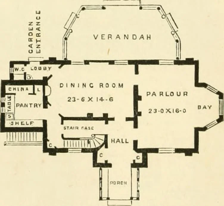 An illustration from Villas and cottages : a series of designs prepared for execution in the United State, 1857, leaf 153