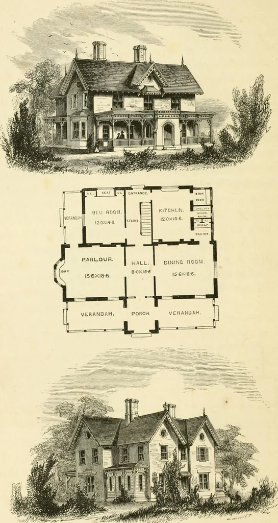 An illustration from Villas and cottages : a series of designs prepared for execution in the United State, 1857, leaf 161