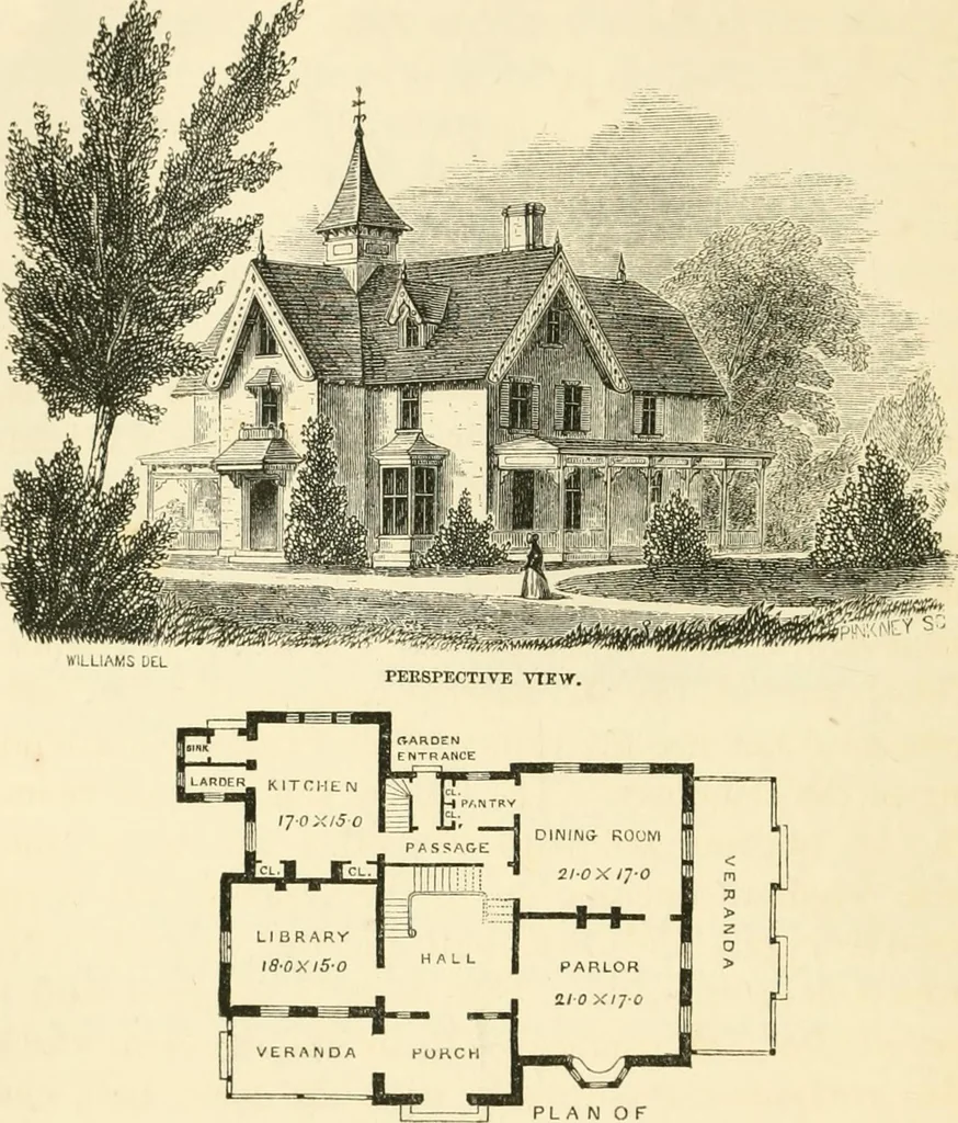 An illustration from Villas and cottages : a series of designs prepared for execution in the United State, 1857, leaf 177