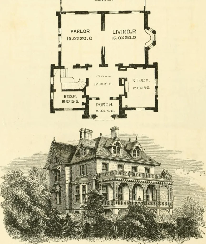 An illustration from Villas and cottages : a series of designs prepared for execution in the United State, 1857, leaf 211