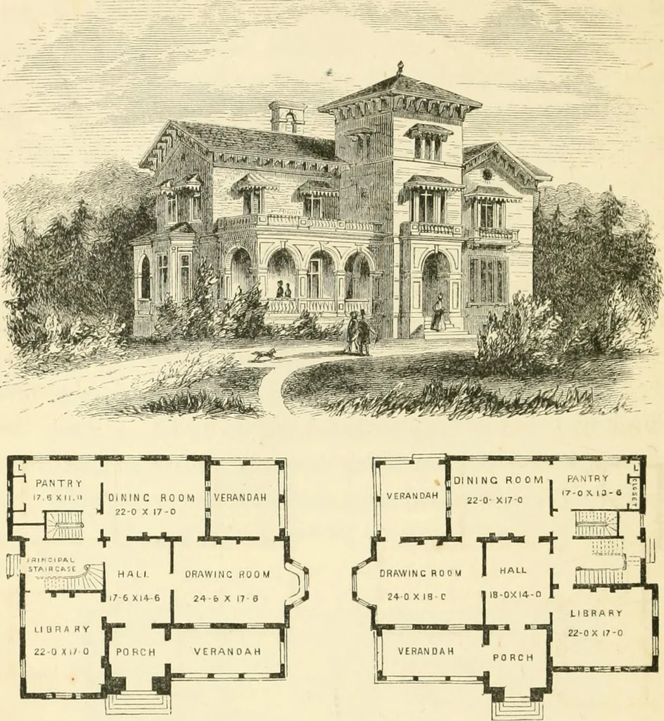 An illustration from Villas and cottages : a series of designs prepared for execution in the United State, 1857, leaf 233