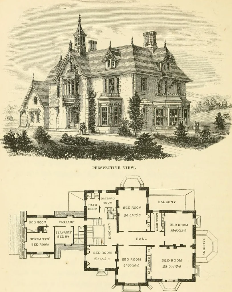 An illustration from Villas and cottages : a series of designs prepared for execution in the United State, 1857, leaf 309