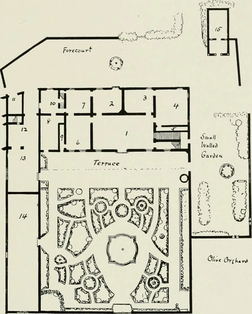 An illustration from Villas of Florence and Tuscany, 1922, leaf 132