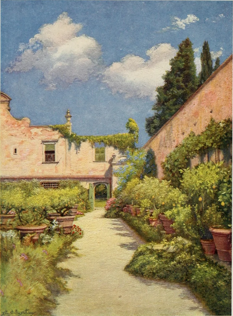 An illustration from Villas of Florence and Tuscany, 1922, leaf 9