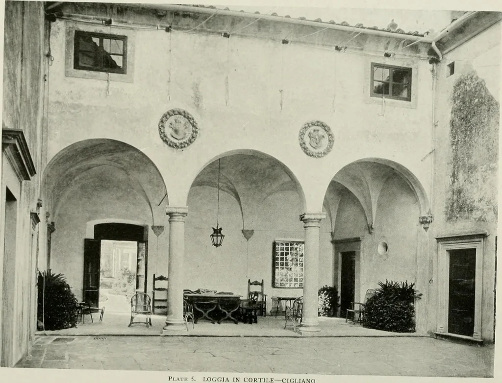 An illustration from Villas of Florence and Tuscany, 1922, leaf 94