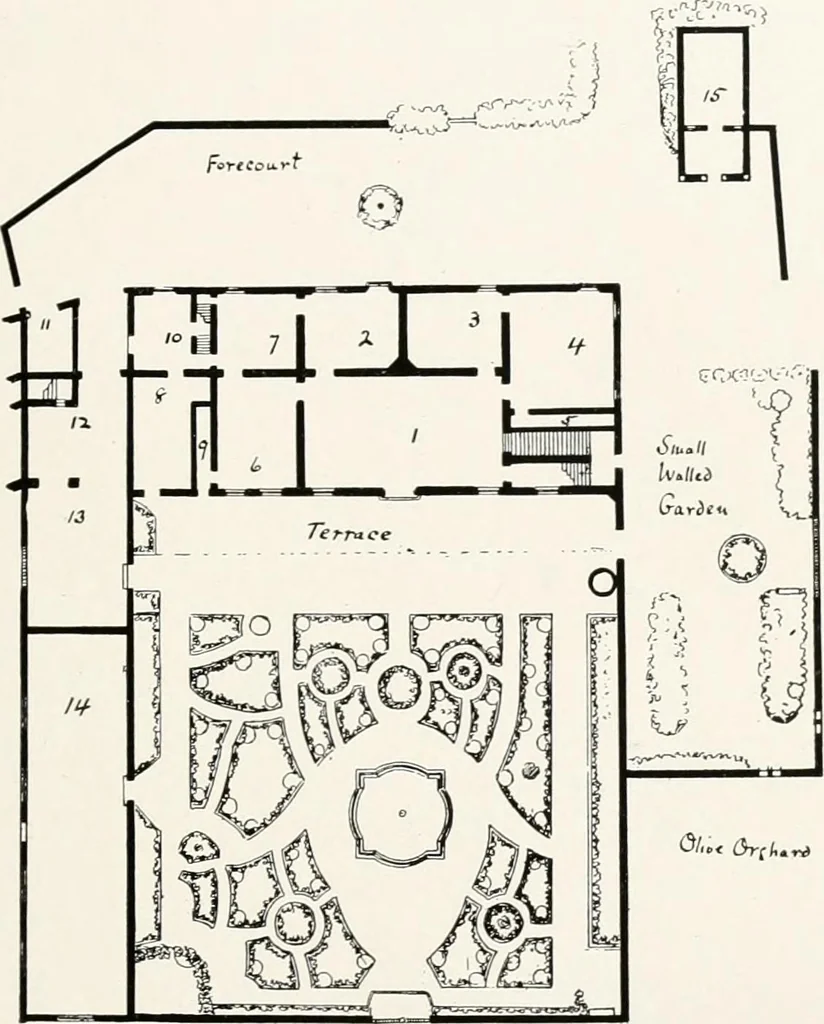 An illustration from Villas of Florence and Tuscany, 1922, leaf 132