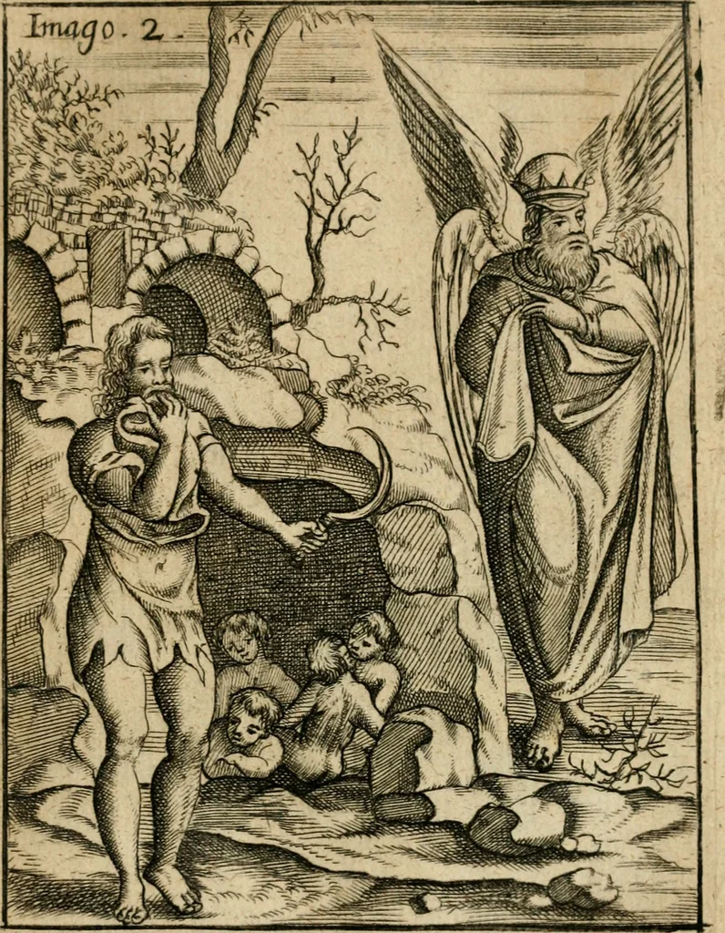 An illustration from Vincentii Chartarii Rhegiensis Imagines deorum, qui ab antiquis colebantur : unâ cum earum declaratione & historia in qua simulacra, ritus, caeremoniae magnaque ex parte veterum religio explicatur ... : hinc inde, 1687, leaf 258