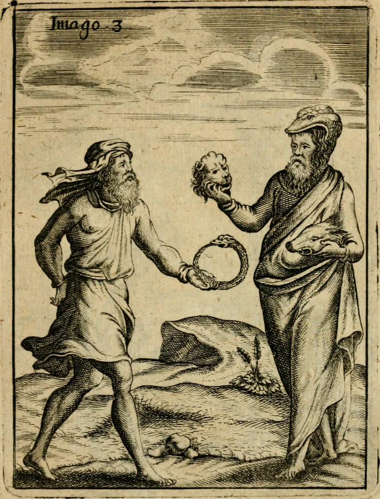 An illustration from Vincentii Chartarii Rhegiensis Imagines deorum, qui ab antiquis colebantur : unâ cum earum declaratione & historia in qua simulacra, ritus, caeremoniae magnaque ex parte veterum religio explicatur ... : hinc inde, 1687, leaf 260
