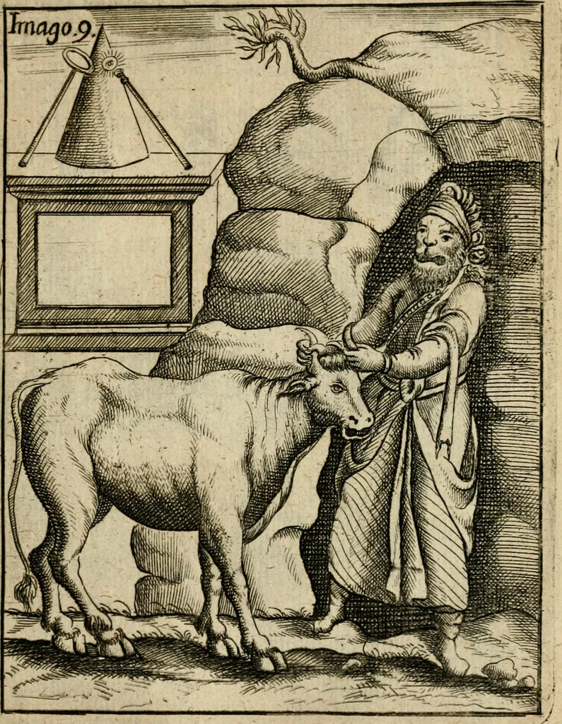 An illustration from Vincentii Chartarii Rhegiensis Imagines deorum, qui ab antiquis colebantur : unâ cum earum declaratione & historia in qua simulacra, ritus, caeremoniae magnaque ex parte veterum religio explicatur ... : hinc inde, 1687, leaf 272