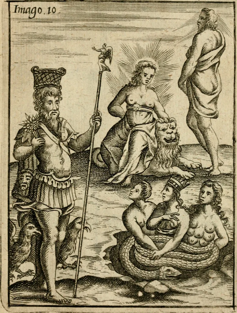 An illustration from Vincentii Chartarii Rhegiensis Imagines deorum, qui ab antiquis colebantur : unâ cum earum declaratione & historia in qua simulacra, ritus, caeremoniae magnaque ex parte veterum religio explicatur ... : hinc inde, 1687, leaf 274
