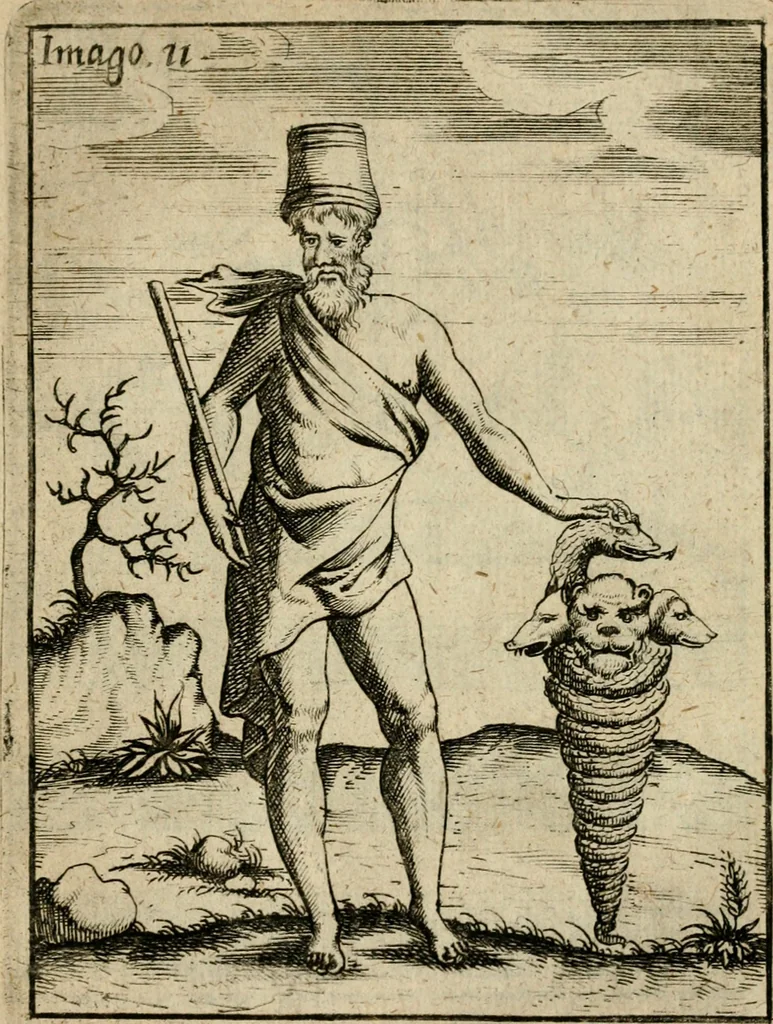 An illustration from Vincentii Chartarii Rhegiensis Imagines deorum, qui ab antiquis colebantur : unâ cum earum declaratione & historia in qua simulacra, ritus, caeremoniae magnaque ex parte veterum religio explicatur ... : hinc inde, 1687, leaf 276