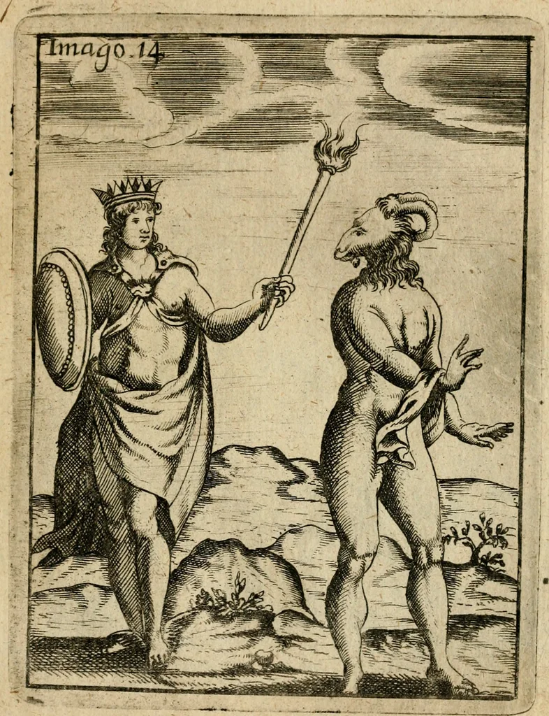 An illustration from Vincentii Chartarii Rhegiensis Imagines deorum, qui ab antiquis colebantur : unâ cum earum declaratione & historia in qua simulacra, ritus, caeremoniae magnaque ex parte veterum religio explicatur ... : hinc inde, 1687, leaf 282