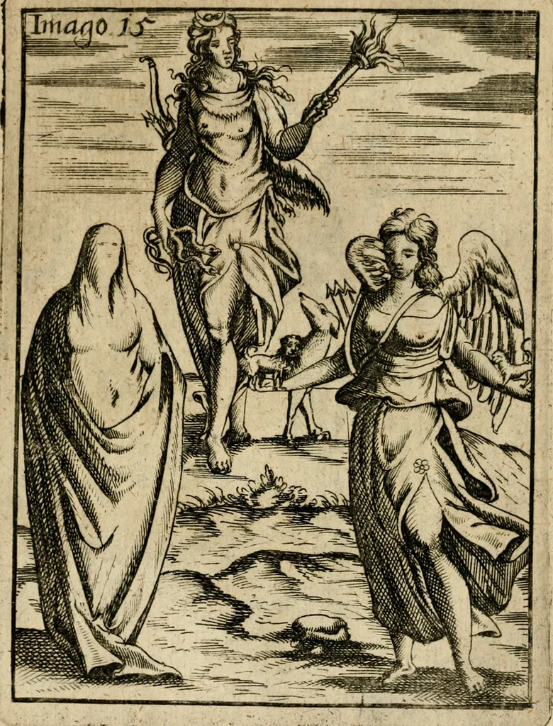 An illustration from Vincentii Chartarii Rhegiensis Imagines deorum, qui ab antiquis colebantur : unâ cum earum declaratione & historia in qua simulacra, ritus, caeremoniae magnaque ex parte veterum religio explicatur ... : hinc inde, 1687, leaf 284
